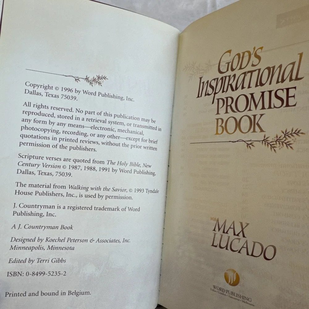 God's‎ Inspirational Promise Book Max Lucado Countryman Religious Gift